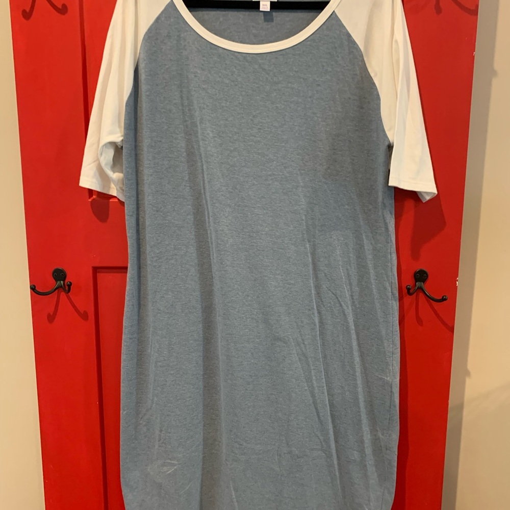 3XL LuLaRoe everyday dress vintage blue with white sleeves